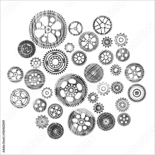 Εκτύπωση καμβά scribbled cogwheels and gears