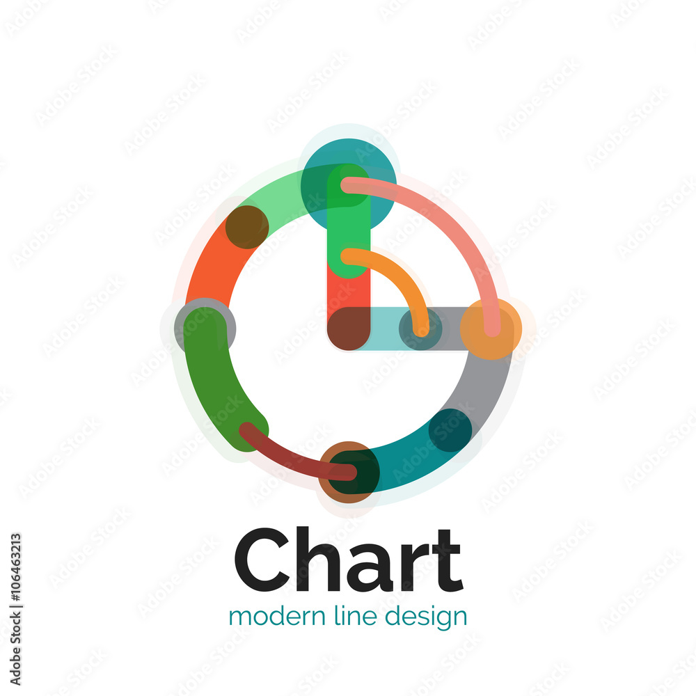 Thin line chart logo design. Graph icon modern colorful flat style Thin line chart logo design. Graph icon modern colorful flat style