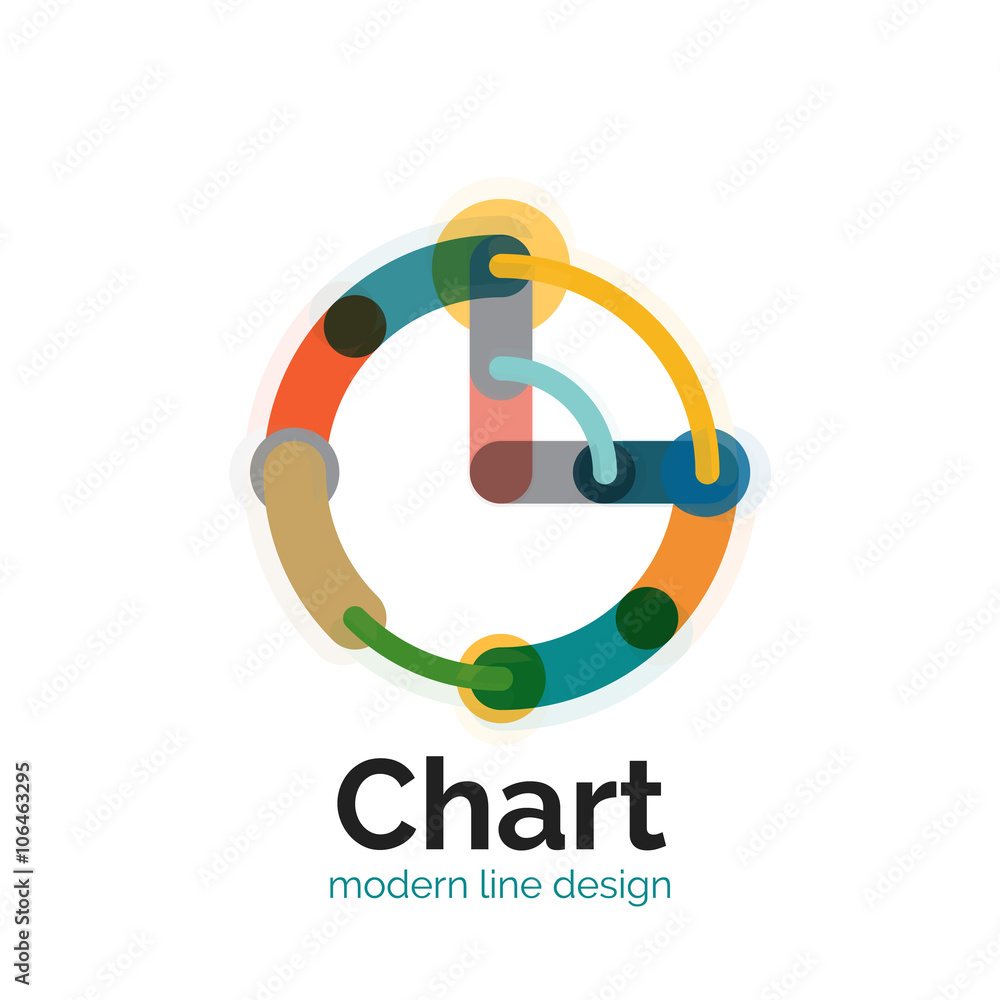 Thin line chart logo design. Graph icon modern colorful flat style