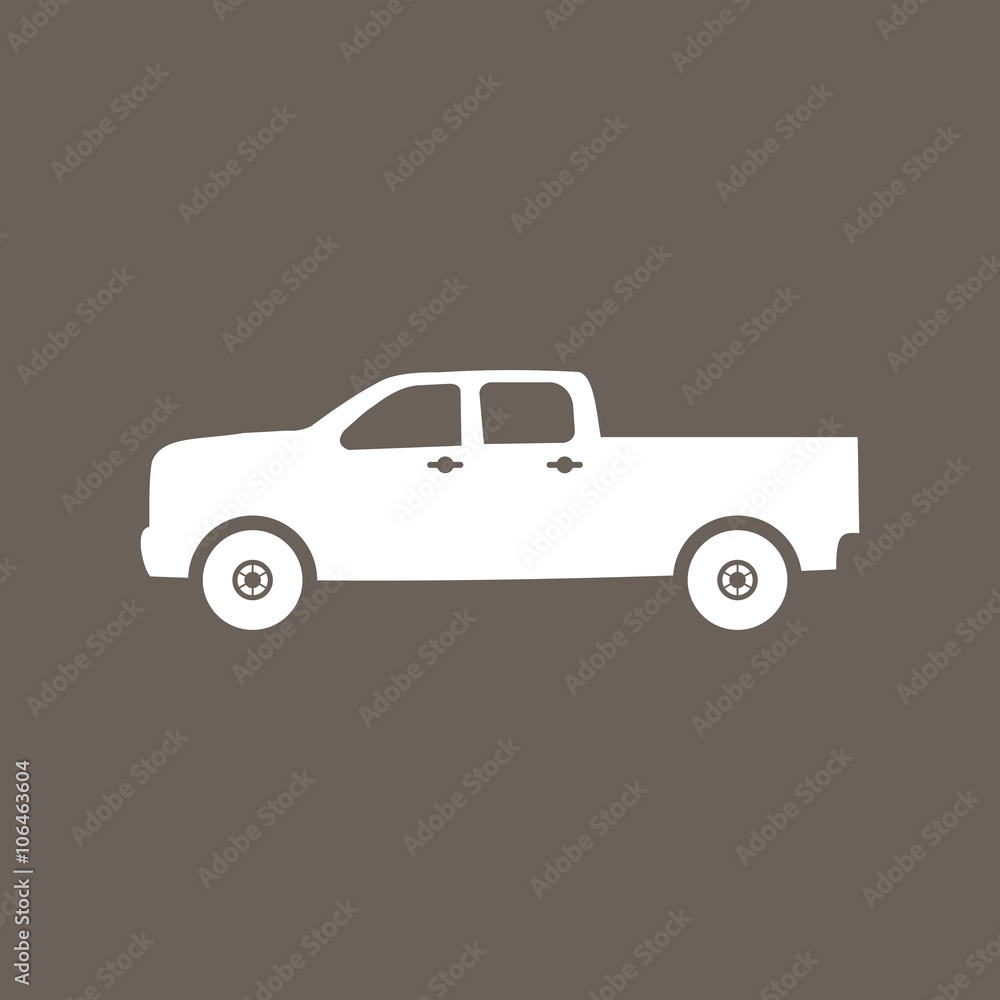 Pickup Car Icon on Dark Gray Color. Eps-10.