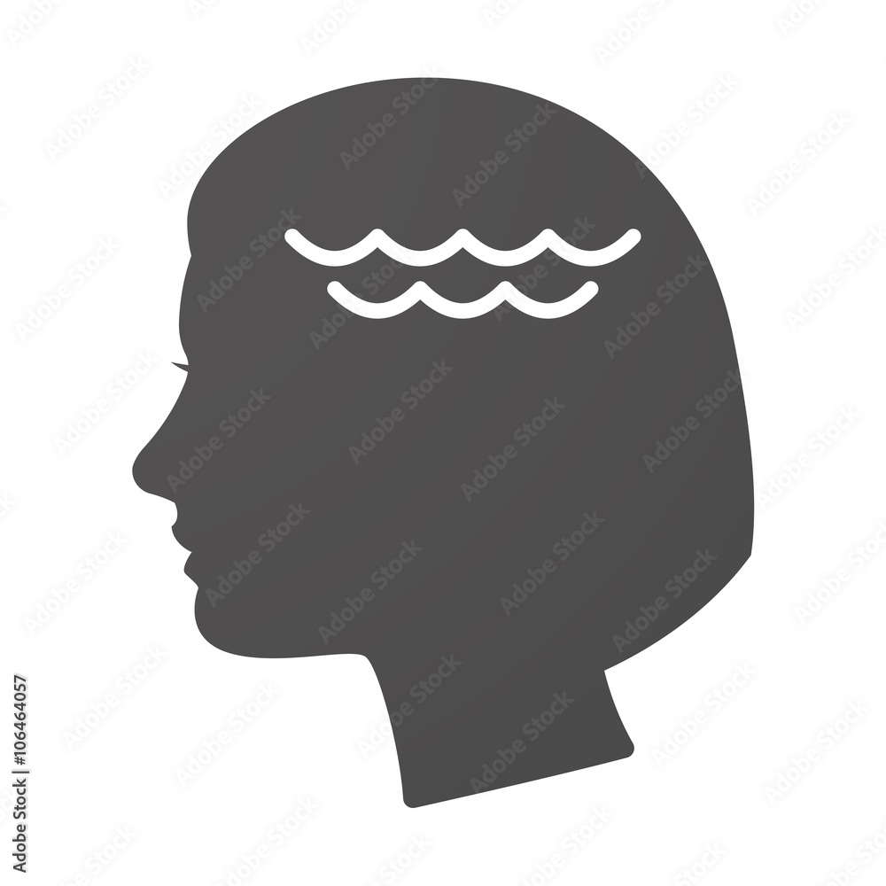 Isoalted female head icon with a water sign