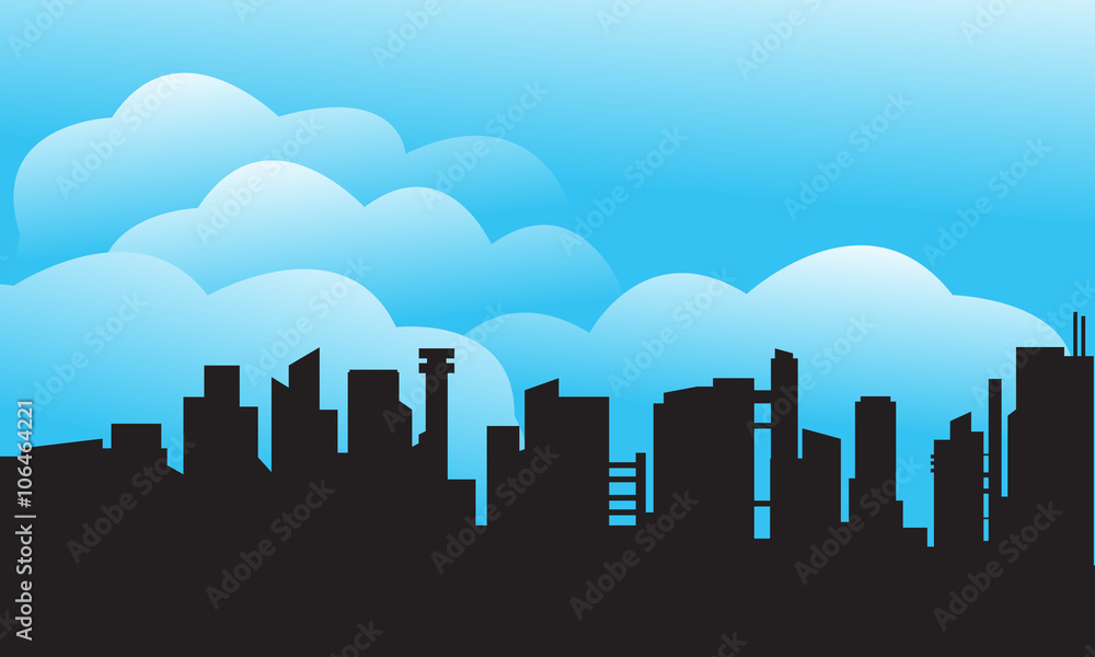 Silhouette of city and cloud
