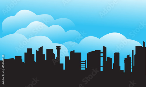 Silhouette of city and cloud