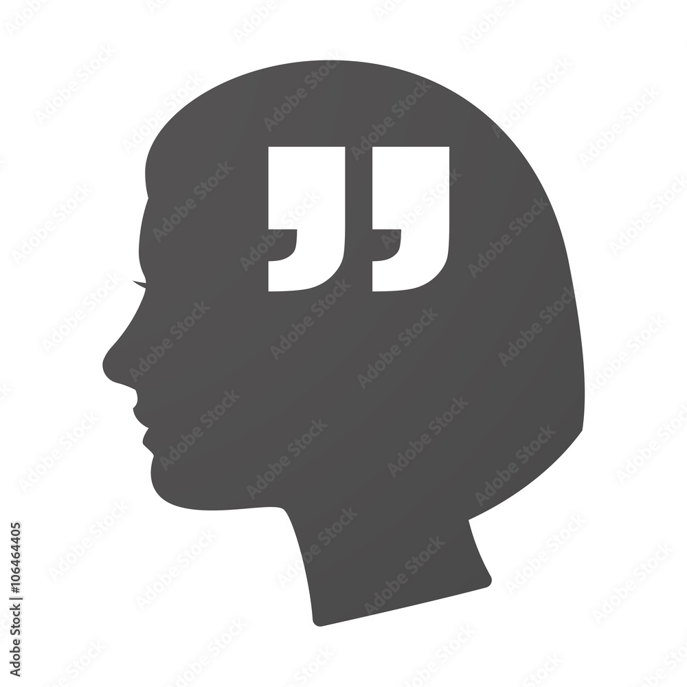 Isoalted female head icon with quotes Isoalted female head icon with quotes