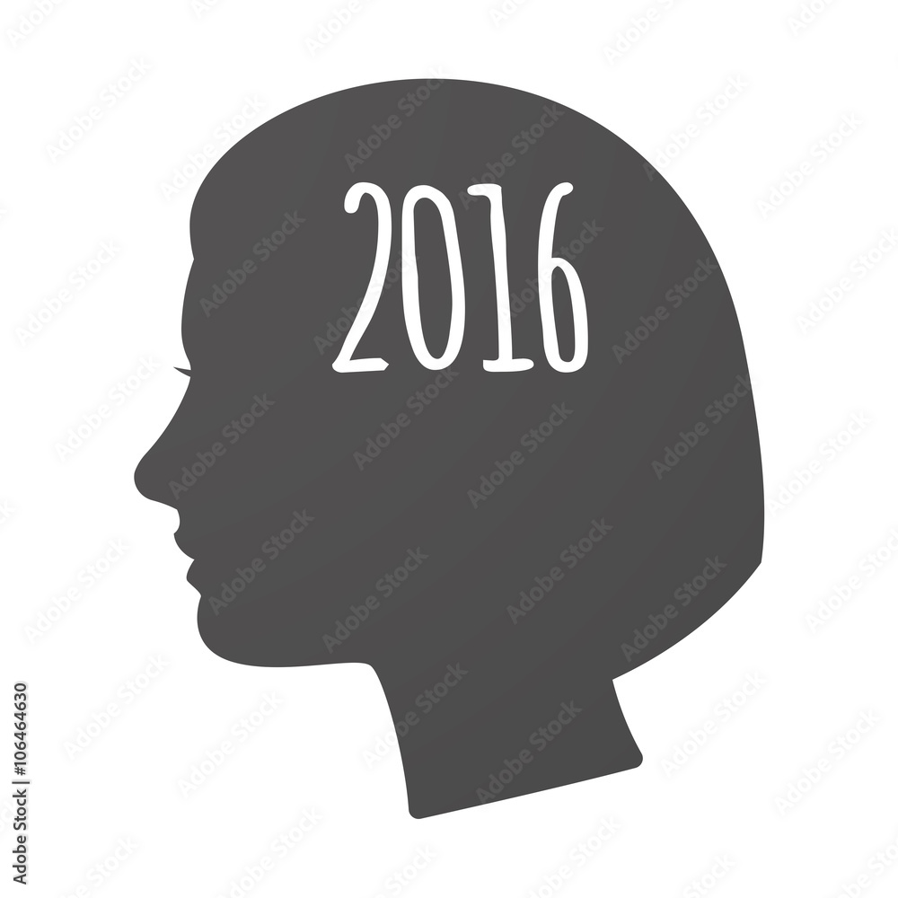 Isoalted female head icon with a 2016 sign