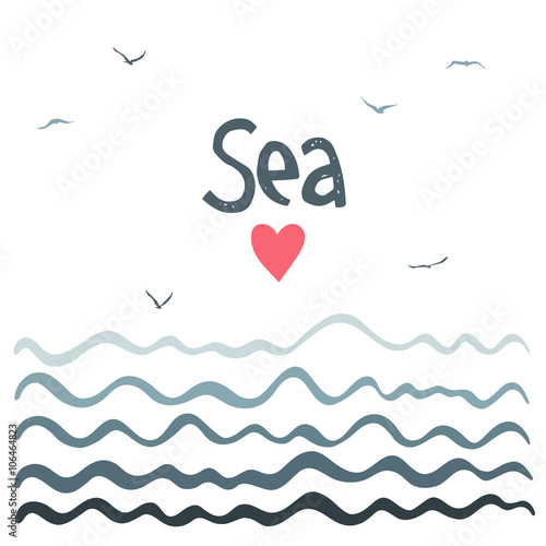Marine horizontal background with waves