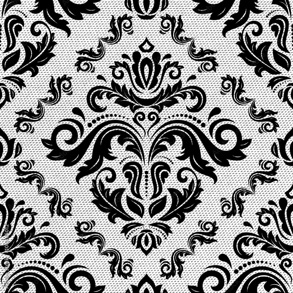 Seamless oriental ornament in the style of baroque. Traditional classic vector black and white pattern