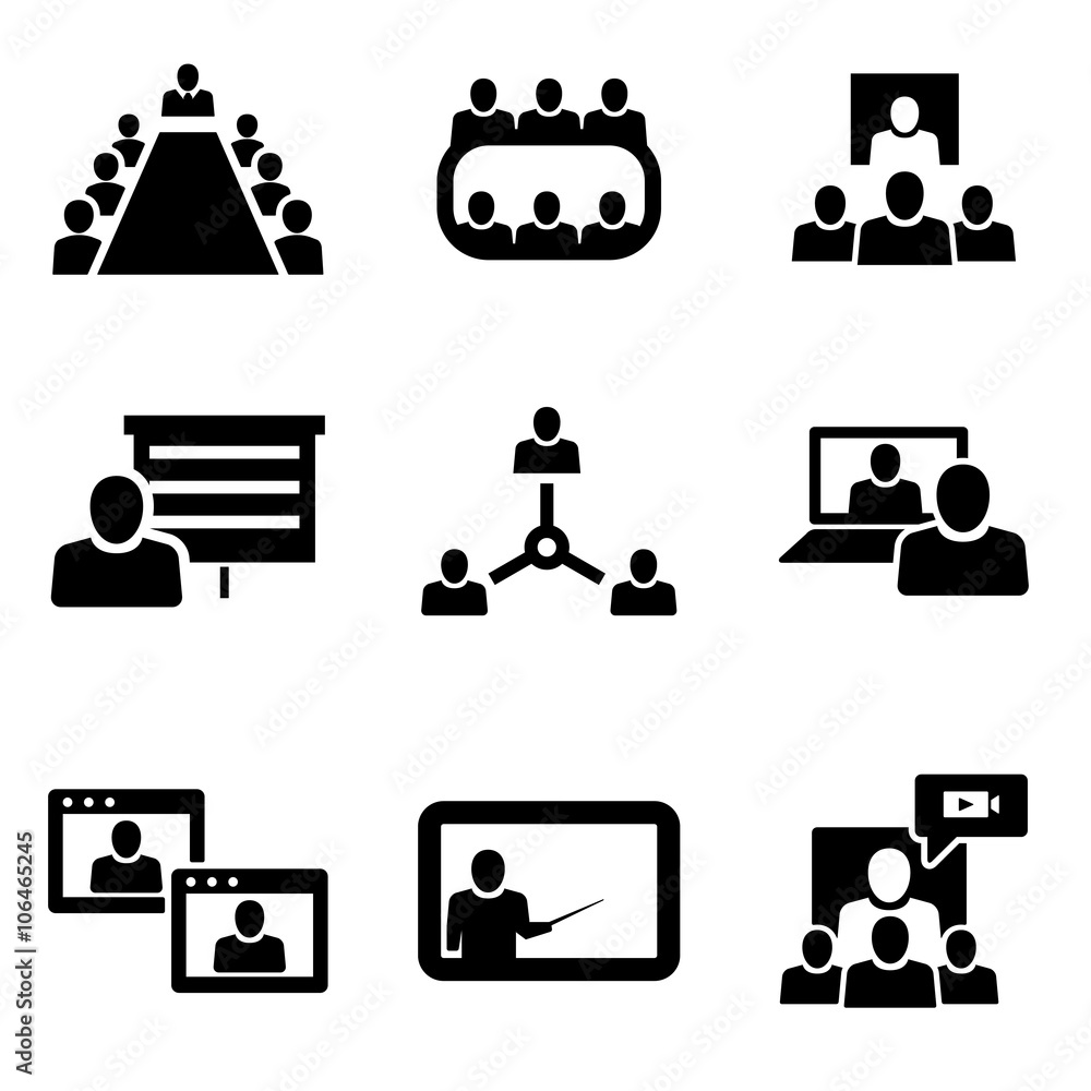Vector Conference icons set. Business communication. Conference Icon