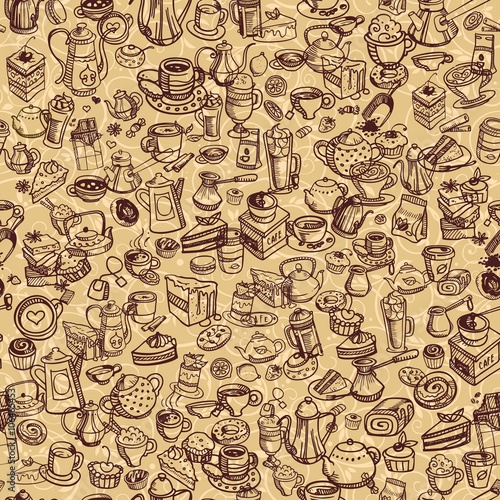 hand drawn coffee pattern © red_spruce
