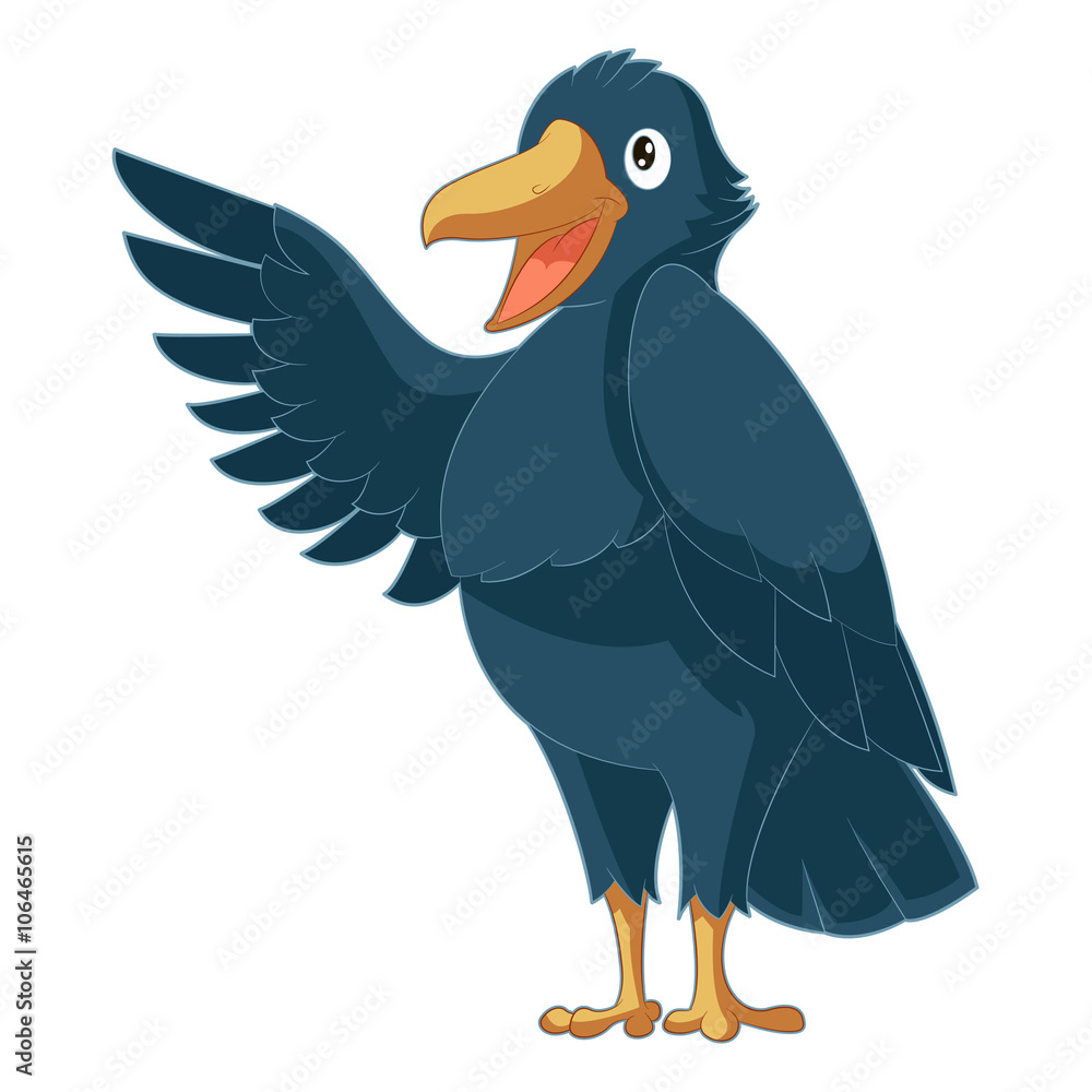 Obraz premium Greeting cartoon Crow