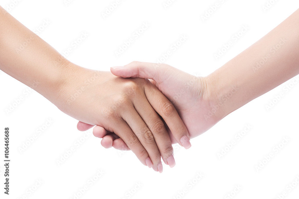 Handshake isolated on white with clipping path included