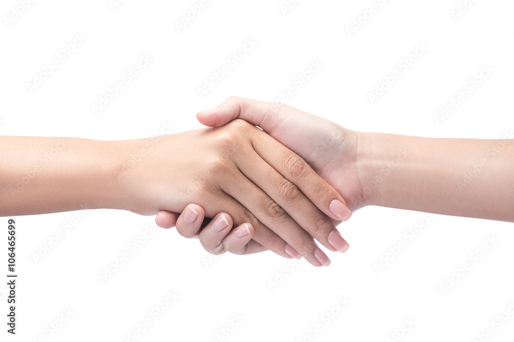 Handshake isolated on white with clipping path included