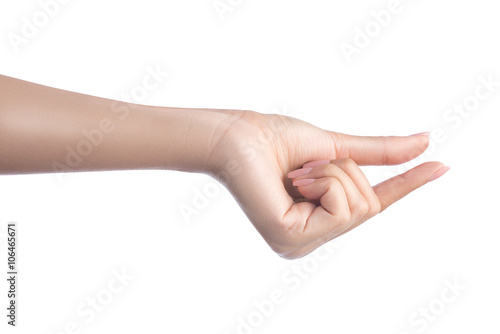 Valokuvatapetti woman hand hold Virtual Card isolated on white with clipping path