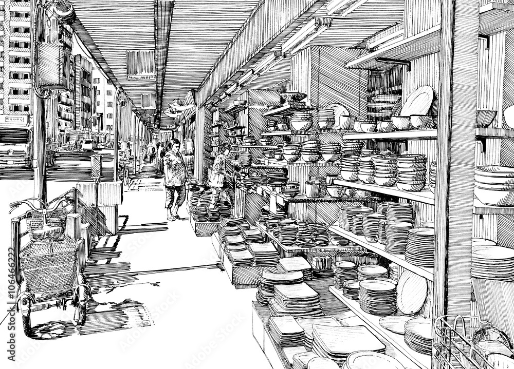 Street pottery shop Stock Illustration Adobe Stock