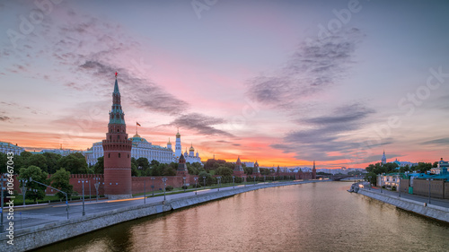 Colorful sunrise over the Moscow Kremlin 