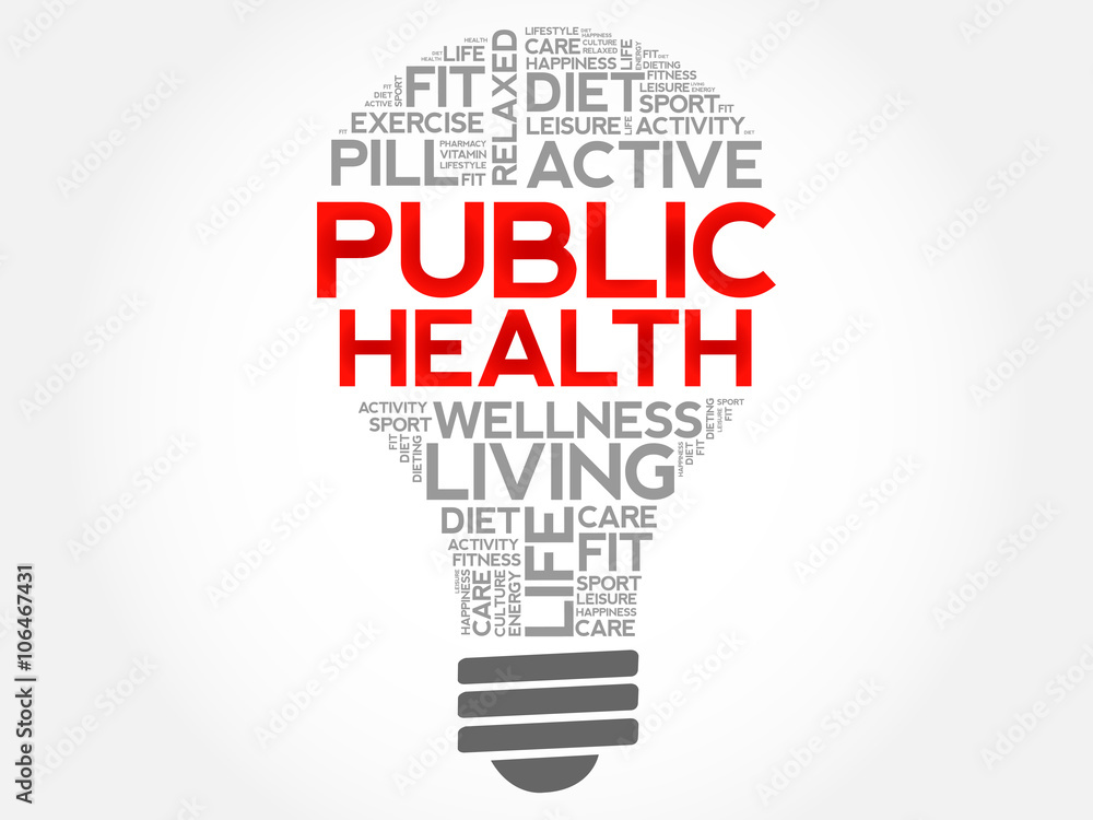 Public Health bulb word cloud, health concept background Public Health bulb word cloud, health concept background