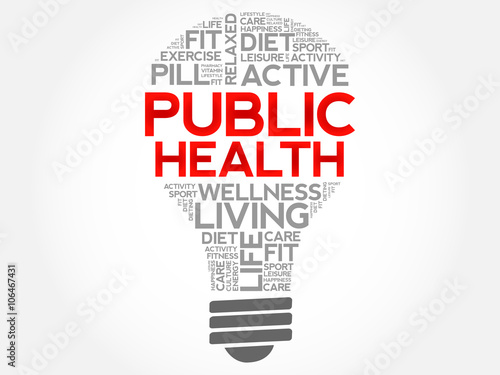 Public Health bulb word cloud, health concept background