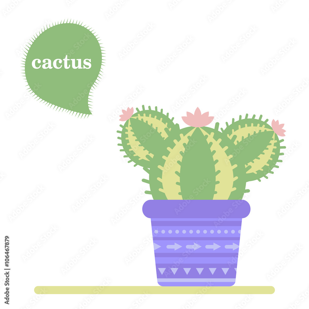 Isolated cactus in a pot. Icon of cactus flower. Desert plant. Vector  illustration of a green cartoon cactus. Stock Vector | Adobe Stock
