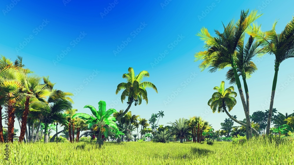 Naklejka premium Lush vegetation in jungle