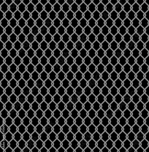 Metallic wired Fence seamless pattern isolated on black background. Steel Wire Mesh. Vector Illustration