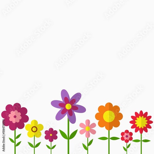 Trendy Flower Set in flat dasing style isolated on grey background. Colorful floral icons. Vector Illustration