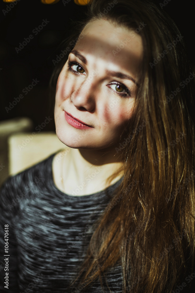 portrait of a beautiful girl in a cafe portrait of a beautiful girl in a cafe