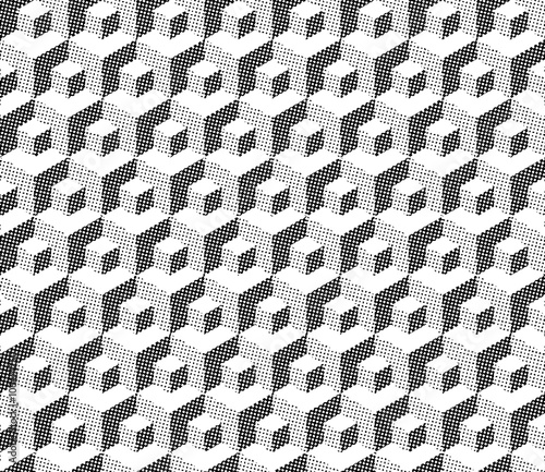 halftone isometric cubical geometric pattern. Illustration