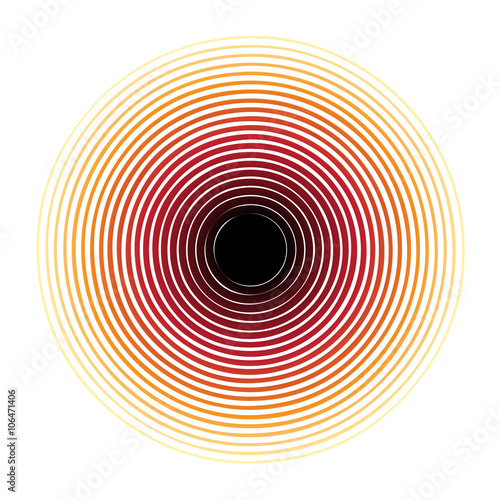 Red halftone circle pattern useful as abstract sound vibration. Vector illustration