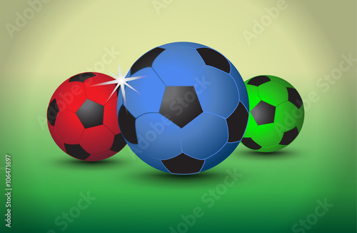 Set of colorful soccer balls on light background  vector