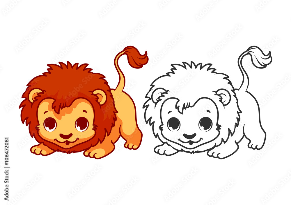 Fototapeta premium Cute little lion.