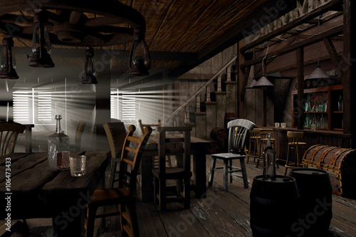 Wild West saloon 3D-illustration created from my mind photo