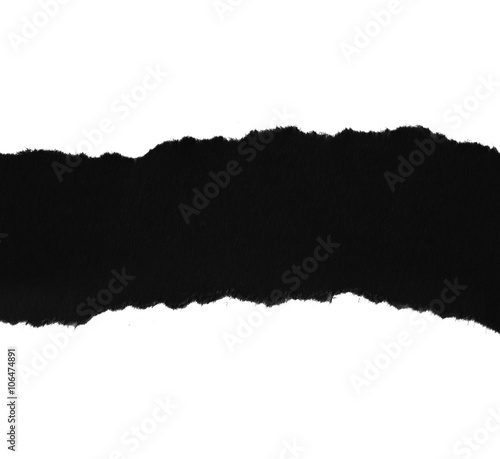 Old black paper isolated on white background with space for text