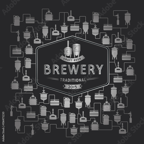 Card template with beer brewery element. Vector
