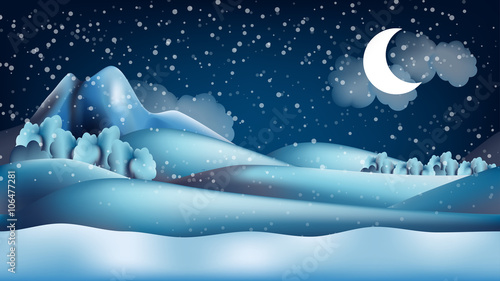 Parallax winter landscape cartoon seamless repeating background