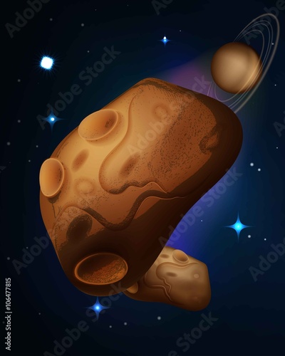 Asteroids drifting in space vector illustration