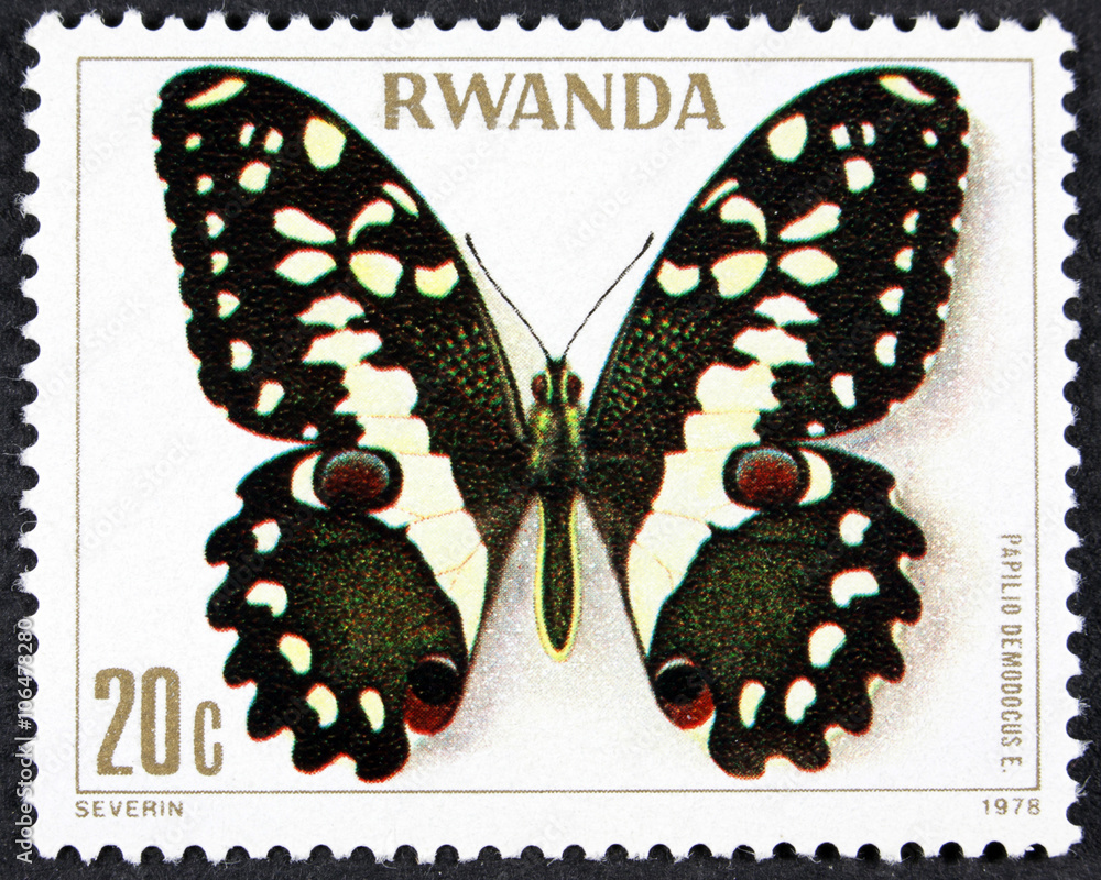 Naklejka premium A stamp printed in Rwanda from the