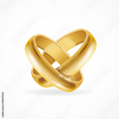 Shiny Wedding Gold Rings. Vector