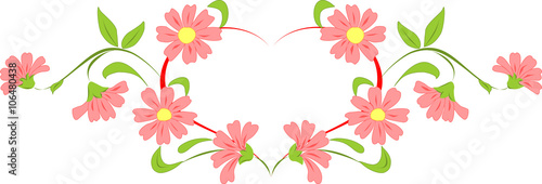Heart flower wreath. Vector illustration.