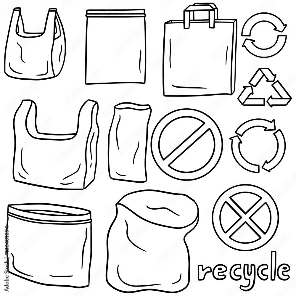 vector set of plastic bag and recycle icon Stock Vector | Adobe Stock