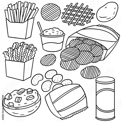 vector set of potato products