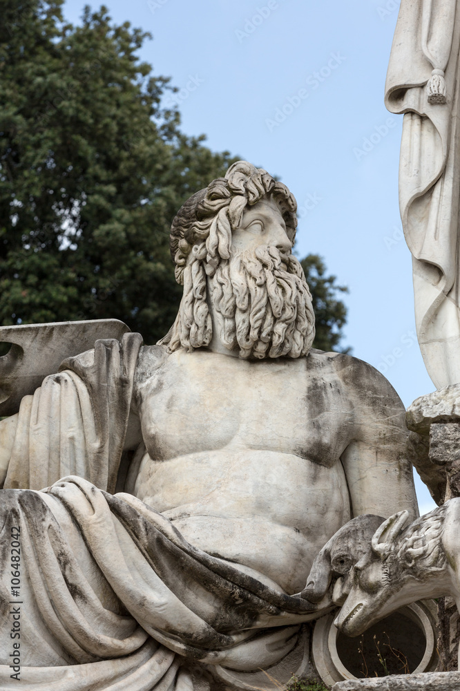 Rome, Italy - Pincio fountain at famous Piazza del Popolo square