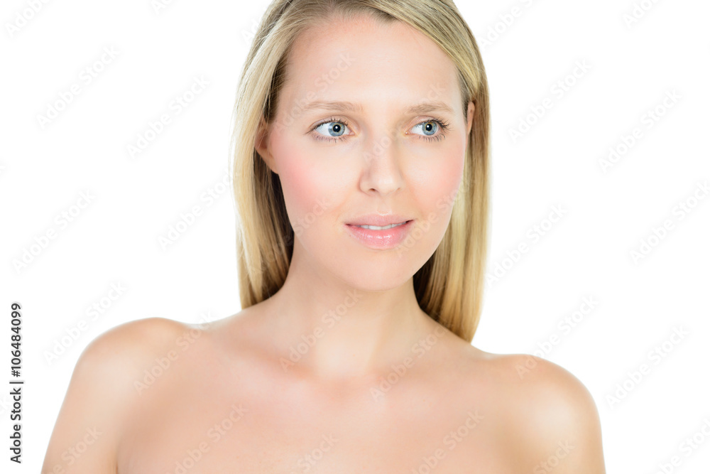 Portrait of beautiful young blond woman with clean face Portrait of beautiful young blond woman with clean face