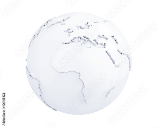 White and Blank Earth Planet Globe