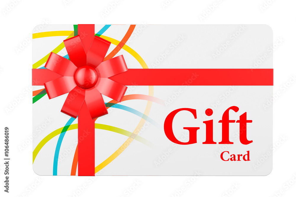 Gift Card with Red Ribbon and Bow Gift Card with Red Ribbon and Bow