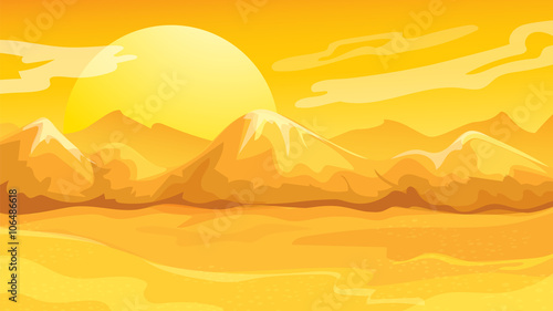 Yellow Sunset Desert Landscape