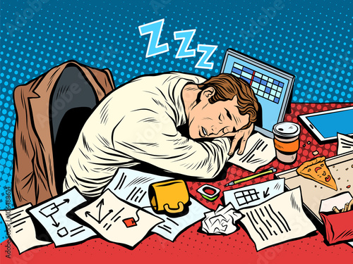 Man businessman sleeping on the job