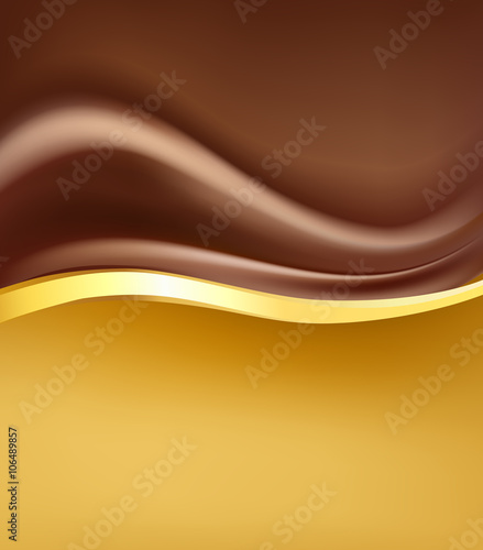 chocolate creamy abstract background with gold border