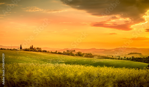 Amazing sunset in Tuscany
