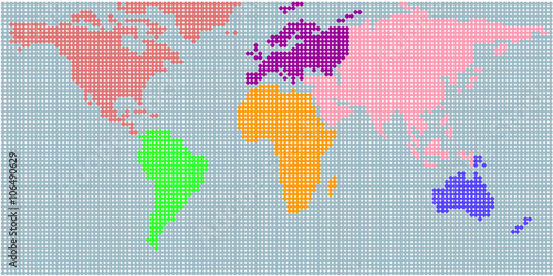 World map in colorful round dot 