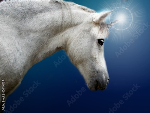 Realistic white unicorn